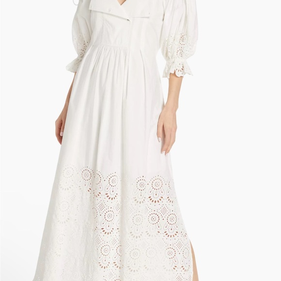 NWT Ulla Johnson Nacisa Maxi Dress Pristine White Eyelet Off Shoulder Sz 2 $925 - Picture 2 of 16